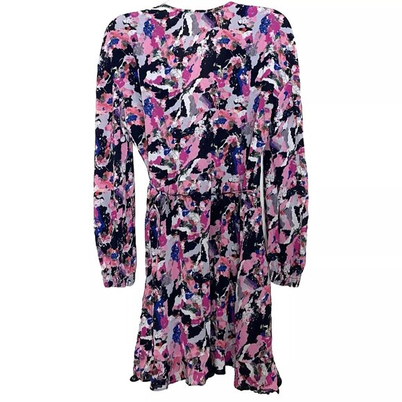 IRO Floral Bloomy Wrap Dress Size 36 Dark Abstract Floral Print Long Sleeves - Picture 3 of 13